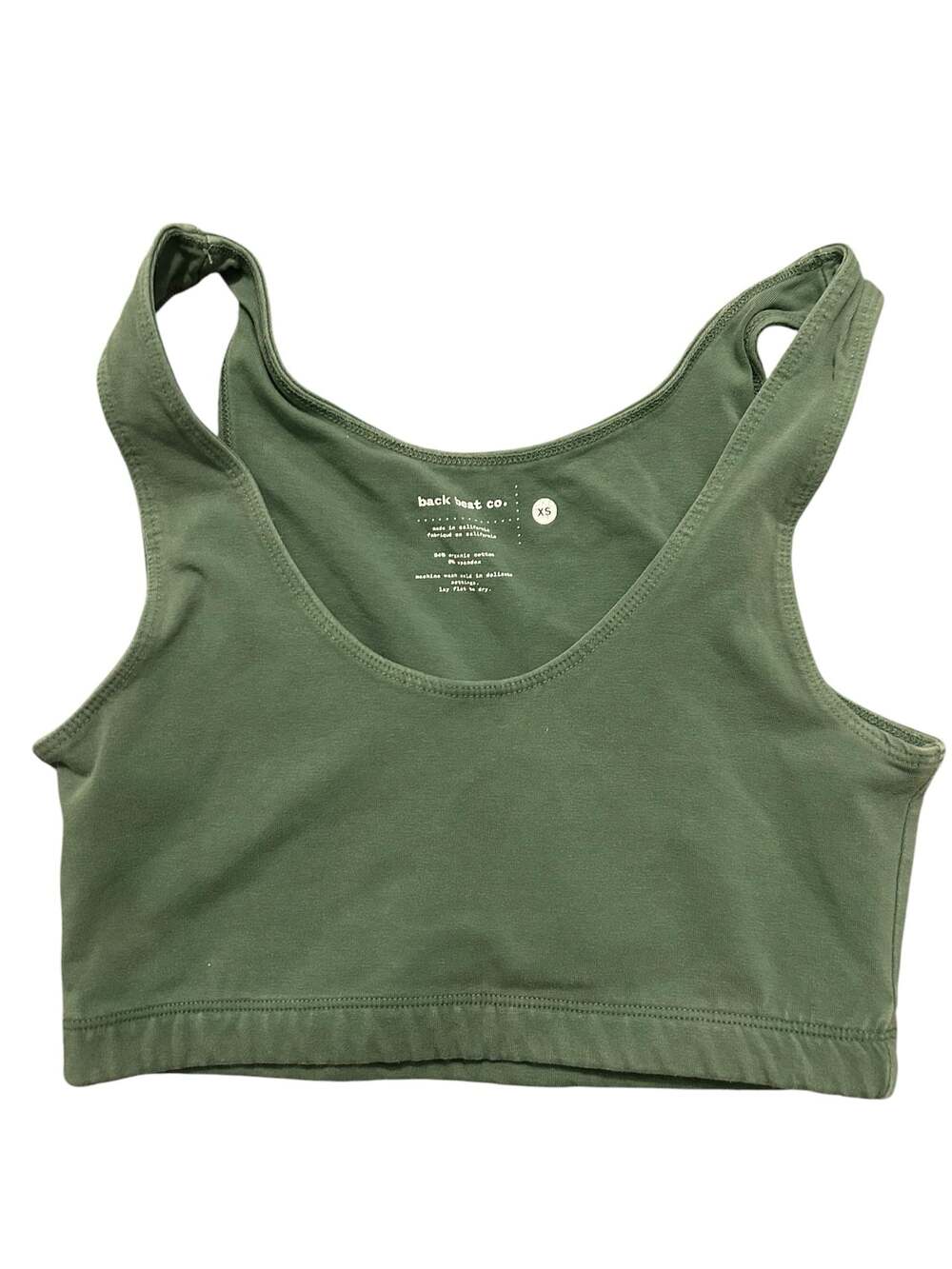 Back Beat Co. Organic Cotton Scoop Neck Sports Bra Olive Green XS
